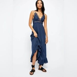 Free People Adella maxi dress in navy blue- size large